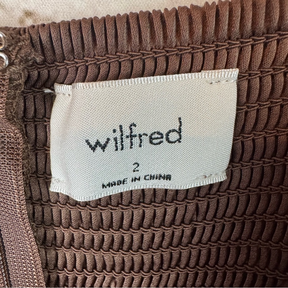 Wilfred Aritzia Size 2 Saturn Satin Midi Dress Cocoa Brown $128 Sleeveless Tie - Picture 3 of 14
